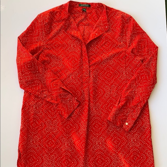 Lauren Ralph Lauren Tops - 🔥 $5 Ralph Lauren Red Button Down Blouse XL